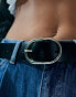 Фото #2 товара ASOS DESIGN leather fine tubular buckle waist and hip jeans belt in black