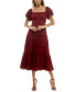 ფოტო #5 პროდუქტის Juniors' Puff-Sleeve Tiered Midi Dress