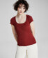 Фото #1 товара Women's Picot-Trim Cap-Sleeve T-Shirt, Created for Macy's