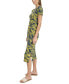 Фото #2 товара Women's Leaf-Print Midi T-Shirt Dress