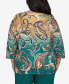 Фото #2 товара Plus Size Emerald Isle Paisley Ombre Top