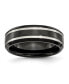 ფოტო #1 პროდუქტის Titanium Brushed Black IP-plated Grooved Wedding Band Ring