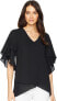 Karen Kane 252379 Womens Ruffle Sleeve Asymmetric Top Black Size X-Small