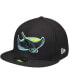 Фото #1 товара Men's Black Tampa Bay Rays Cooperstown Collection Wool 59FIFTY Fitted Hat