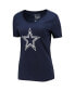 Фото #2 товара Women's Dak Prescott Navy Dallas Cowboys Player Icon Name and Number V-Neck T-shirt
