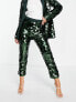 ASOS DESIGN sequin cropped trouser in green