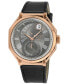 ფოტო #1 პროდუქტის Men's Marchese Swiss Quartz Black Genuine Italian Leather Strap Watch 44mm