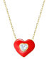 ფოტო #1 პროდუქტის Cubic Zirconia & Red Enamel Heart Pendant Necklace in 18k Gold-Plated Sterling Silver, 16-1/2" + 1-1/2" extender, Created for Macy's