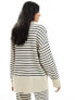 Pretty Lavish striped oversized jumper co-ord in cream and navy Cream & Navy, XS - фото #7