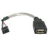 StarTech.com 6in USB 2.0 Cable - USB A Female to USB Motherboard 4 Pin Header F/F - 0.152 m - Grey