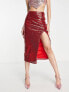 Фото #4 товара Collective the Label exclusive midaxi sequin skirt in red