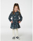 ფოტო #3 პროდუქტის Toddler Girls Long Sleeve Muslin Dress Teal Printed Flowers - Toddler|Child