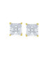 ფოტო #2 პროდუქტის Square CZ Cubic Zirconia Invisible Cut Stud Earrings 14K Gold Plated .925 Sterling Silver