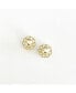 Ball and Chain Flower Circle Stud Earrings Gold