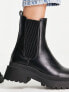 New Look flat high ankle chunky chelsea boot in black
