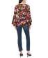 Фото #4 товара Petite Floral-Print Bell-Sleeve Piped Top