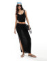Фото #2 товара Miss Selfridge knit rib maxi skirt in black