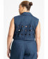 ფოტო #2 პროდუქტის Plus Size Circular Cutout Denim Vest