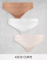 Фото #1 товара ASOS DESIGN Curve 3 pack thong in no VPL & lace in tonal