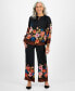 Фото #6 товара Petite Pull-On Floral Satin Pants, Created for Macy's