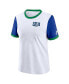 ფოტო #3 პროდუქტის Women's White/Royal Seattle Seahawks Rewind Ringer T-Shirt