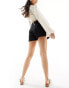 Фото #4 товара Stradivarius linen look wrap mini skort in black