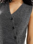 ASOS DESIGN knitted waistcoat with asymmetric button front in charcoal