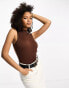 Stradivarius seamless body with open back in brown