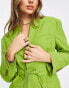 ASOS DESIGN belted suit blazer in olive Зеленый, US 2 - фото #6