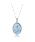 ფოტო #2 პროდუქტის Sterling Silver Larimar w/ Center Whale and CZ Outline Oval Necklace