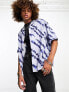 ASOS DESIGN boxy oversized revere linen mix shirt in blue tie dye