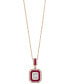 ფოტო #1 პროდუქტის EFFY® Ruby (7/8 ct. t.w.) & Diamond (5/8 ct. t.w.) Baguette Cluster 18" Pendant Necklace in 14k Rose Gold