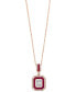 Фото #1 товара EFFY® Ruby (7/8 ct. t.w.) & Diamond (5/8 ct. t.w.) Baguette Cluster 18" Pendant Necklace in 14k Rose Gold