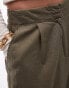 Фото #5 товара Topshop linen high waist super wide leg trouser in khaki