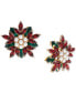 Фото #1 товара Charter Club Gold-Tone Mixed Stone & Imitation Pearl Yuletide Poinsettia Button Earrings, Created for Macy's