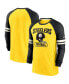 Фото #1 товара Men's Gold and Black Pittsburgh Steelers Throwback Raglan Long Sleeve T-shirt