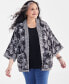 Plus Size Linen Blend Reversible Kimono, Created for Macy's Iris Dreams Black, 1X - фото #1