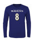 ფოტო #3 პროდუქტის Big Boys Lamar Jackson Purple Baltimore Ravens Mainliner Player Name and Number Long Sleeve T-shirt