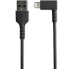 Фото #4 товара StarTech.com 6ft (2m) Durable USB A to Lightning Cable - Black 90° Right Angled Heavy Duty Rugged Aramid Fiber USB Type A to Lightning Charging/Sync Cord - Apple MFi Certified - iPhone - 2 m - Lightning - USB A - Male - Male - Black
