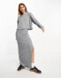 Фото #2 товара Miss Selfridge brushed cosy rib midi skirt co-ord in grey