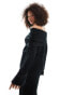 Фото #4 товара SNDYS rib knit foldover bardot jumper co-ord in black