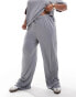 Pieces Curve slinky super soft wide leg trouser co-ord in grey