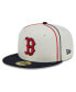 ფოტო #1 პროდუქტის Men's Cream, Navy Boston Red Sox Chrome Sutash 59FIFTY Fitted Hat