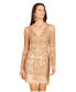 Women's - Long Sleeve Beaded Cocktail Dress