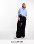 Фото #1 товара ASOS DESIGN Petite clean front wide leg trouser in black