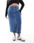 Фото #3 товара Vero Moda Curve denim pencil skirt in medium blue wash