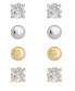 ფოტო #1 პროდუქტის Women's 14k Gold In Fine Silver Plated Ball Round Cubic Zirconia Stud Earrings Set, 8 Pieces