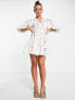 ASOS EDITION floral embroidered mini dress with lace inserts in cream