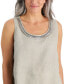 Petite Embellished Scoop Neck Linen Tank Top, Created for Macy's