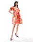 Vila puff sleeve smock mini dress in red poppy print MOHNROT AOP, 40 - фото #2